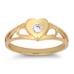 9ct YG Cz Heart <br>Kids Ring