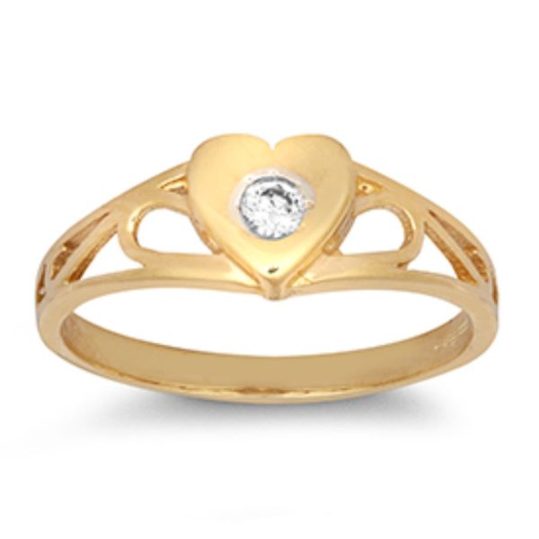 9ct YG Cz Heart <br>Kids Ring