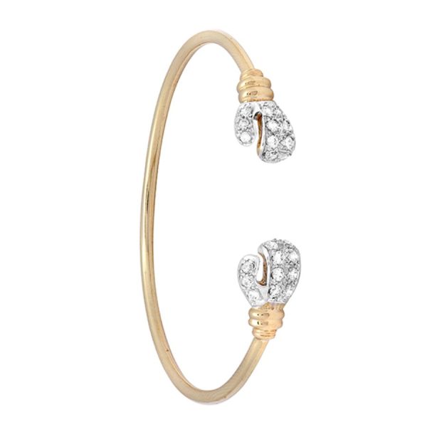 9ct YG Cz Boxing Glove Kids Torque Bangle