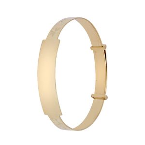 9ct YG Diamond Cut Kids Expandable I.D. Bangle