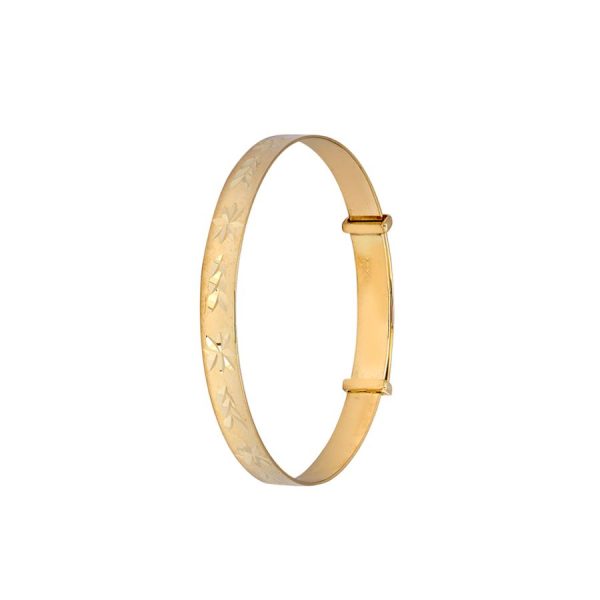 9ct YG Kids Diamond Cut Expandable Bangle