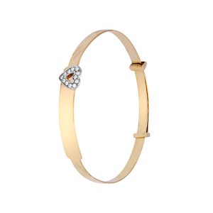 9ct KidsCZ Heart Diamond Cut Expandable Bangle