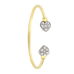 9ct YG Heart Cz Kids<br> Solid Bangle