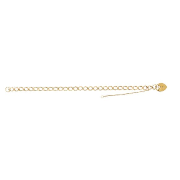 9ct YG Ladies Curb Link Charm Bracelet