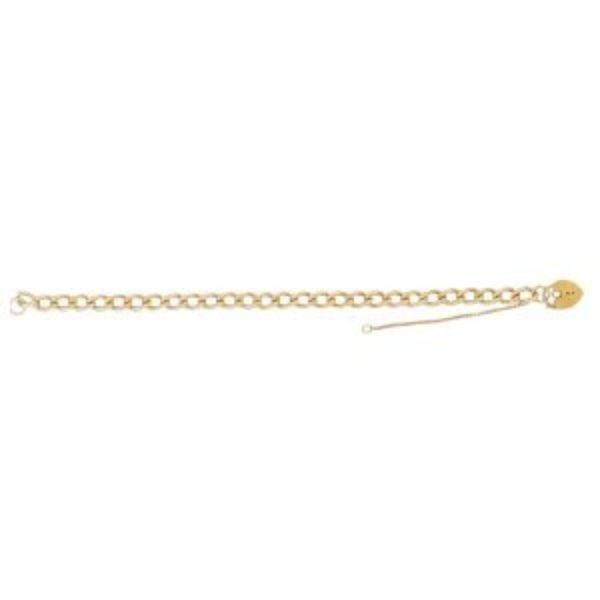 9ct YG Ladies Curbs Links Charms Bracelet