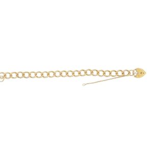 9ct YG Ladies Curbs Link Charm Bracelet