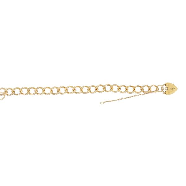 9ct YG Ladies Curbs Link Charm Bracelet