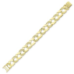9ct YG Cobra & Plain Gents Bracelet