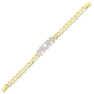 9ct YG Cz Mum Cast Bracelet