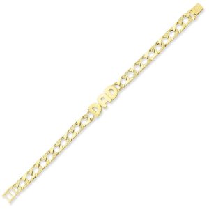 9ct YG Dad Plain & Engraved Bracelet