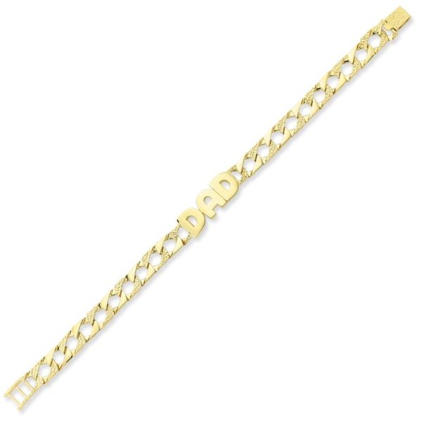 9ct YG Dad Plain & Engraved Bracelet
