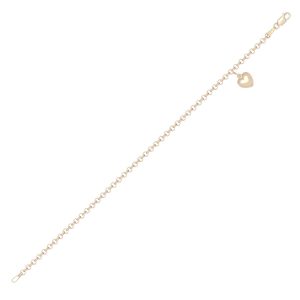 9ct YG Heart On Belcher Bracelet