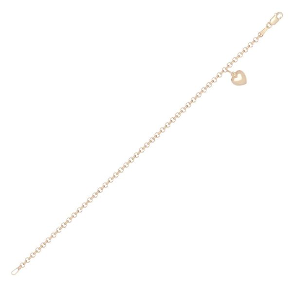 9ct YG Heart On Belcher Bracelet