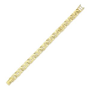 9ct YG Plain & Engraved Cast Gents Bracelet