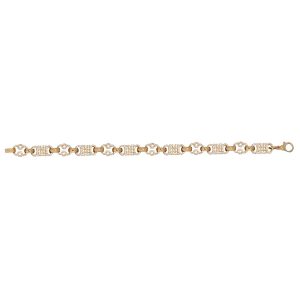 9ct YG Cz Star & Bar Gents Bracelet