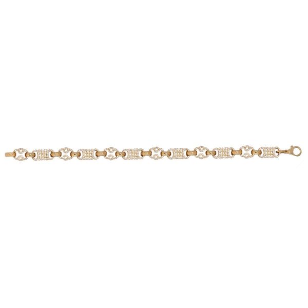 9ct YG Cz Star & Bar Gents Bracelet