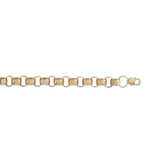 9ct YG Engraved And Plain Belcher Chain 22 Inch