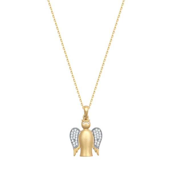 9ct YG Cz Angel Pendant <br>With Chain