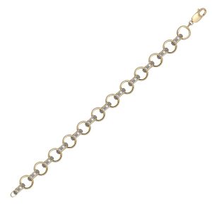 9ct YG Cz & Plain Belcher Chain 24 Inch