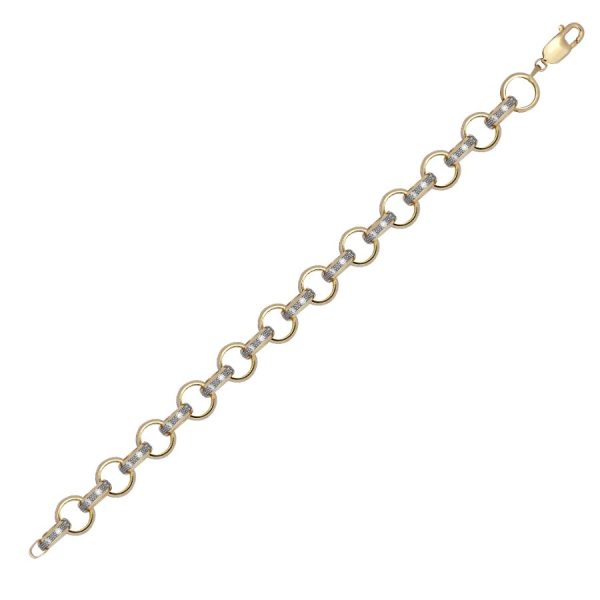 9ct YG Cz & Plain Belcher Chain 24 Inch