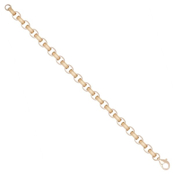 9ct YG Plain & Greek key Oval Belcher Chain 24 Inch