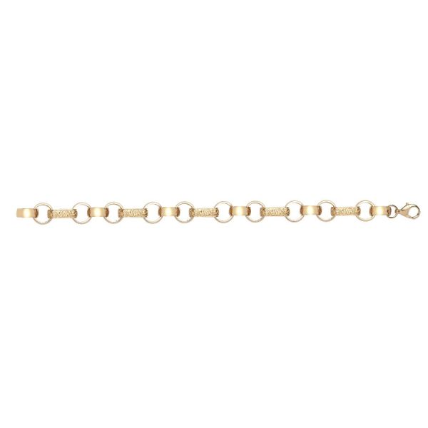 9ct YG Pattered & Plain Fancy Belcher 24 Inch