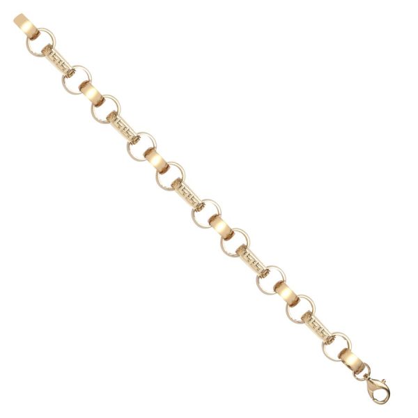 9ct YG Greek Key & Plain Fancy Belcher 24 Inch