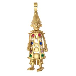 9ct YG Cz Moveable Clown Pendant