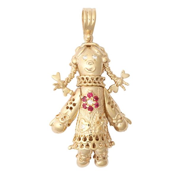 9ct Yellow Gold CZ Ragdoll Pendant