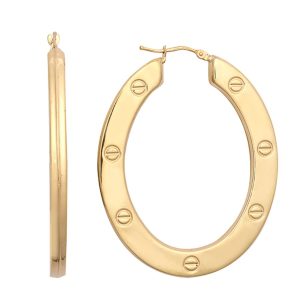 9ct YG Oval Screw <br> Earrings
