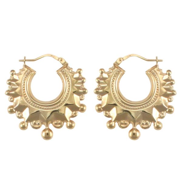 9ct YG Rounds Creoles Spikes Earrings