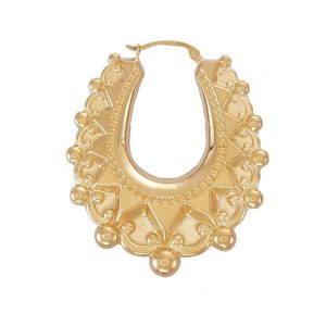 9ct YG Oval Creole Spike Earrings