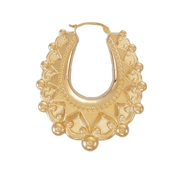 9ct YG Oval Creole Spike Earrings