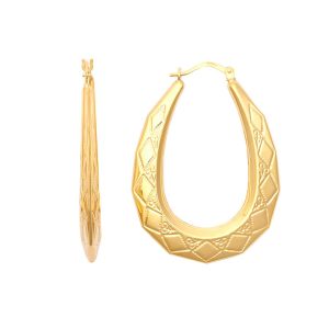 9ct Yellow Gold Oval Creole Earrings