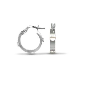 9ct White Gold Yellow Screw Hoop Earrings