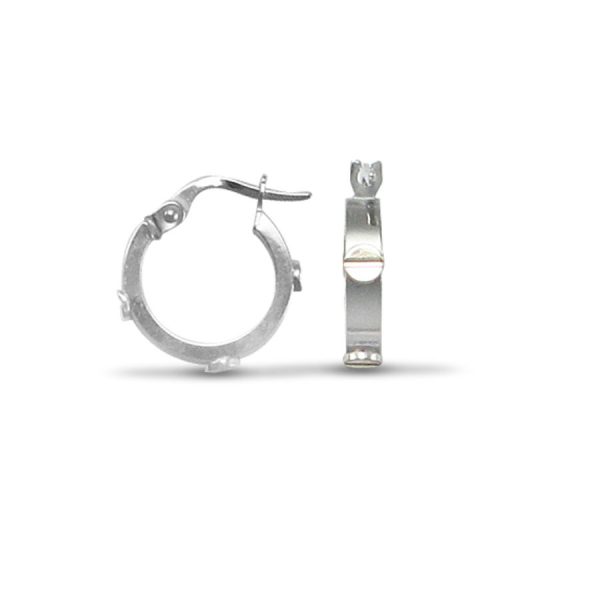 9ct White Gold Yellow Screw Hoop Earrings