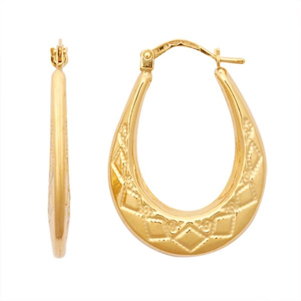 9ct Yellow Gold Oval Creoles Earrings