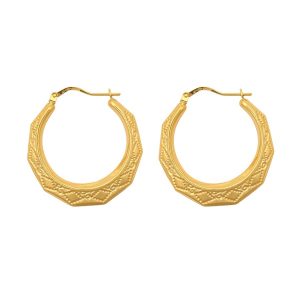 9ct Yellow Gold Round Creole Earrings