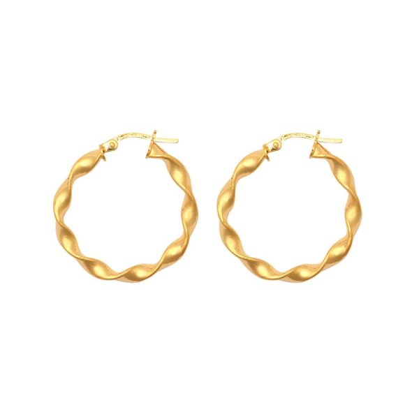 9ct Yellow Gold 20mm Candy Twist Hoop Earrings