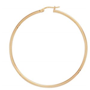 9ct Yellow Gold 50mm Thin Hoop Earrings