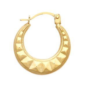 9ct YG Patterned Creole Earrings
