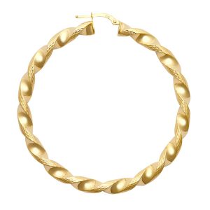 9ct YG 60mm Twist Hoop Earrings