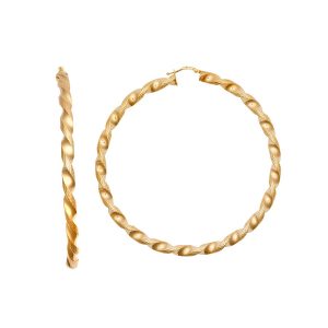 9ct Yellow Gold 70mm Large Twist Hoop Earrings