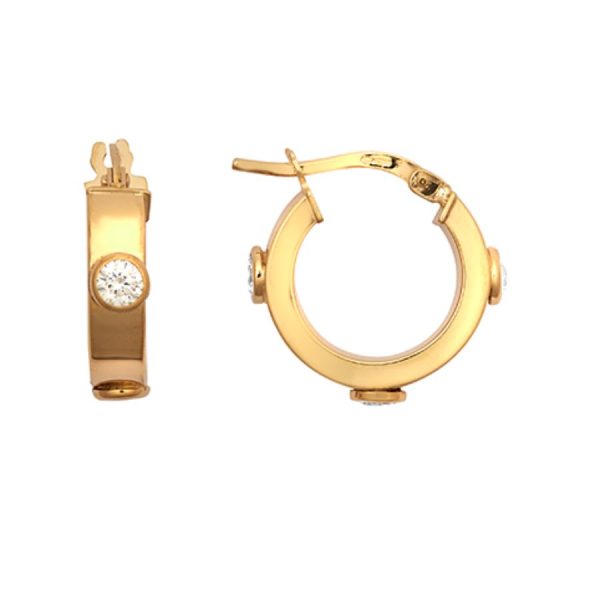 Cz Hoop Earrings 9ct <br>Yellow