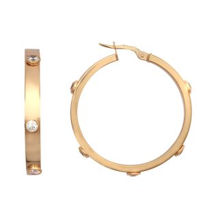 9ct YG Cz Hoop <br>Earrings