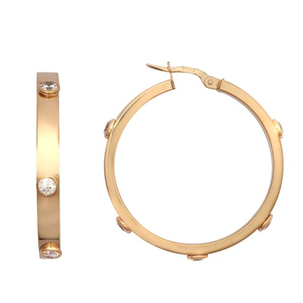 9ct YG Cz Hoop <br>Earrings