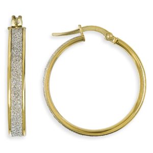 9ct Yellow Gold Glitter 20mm Hoop Earrings