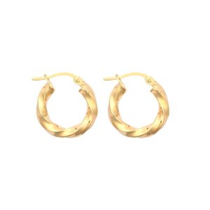 9ct Yellow Gold 10mm Plain Twist Hoop Earrings