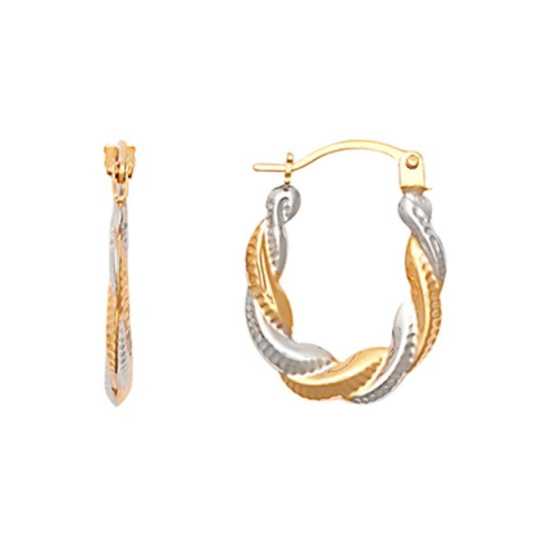 9ct Gold Two Tone Creole Earrings
