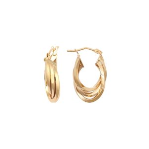 9ct YG 3Layer Polished Oval Hoop Earrings